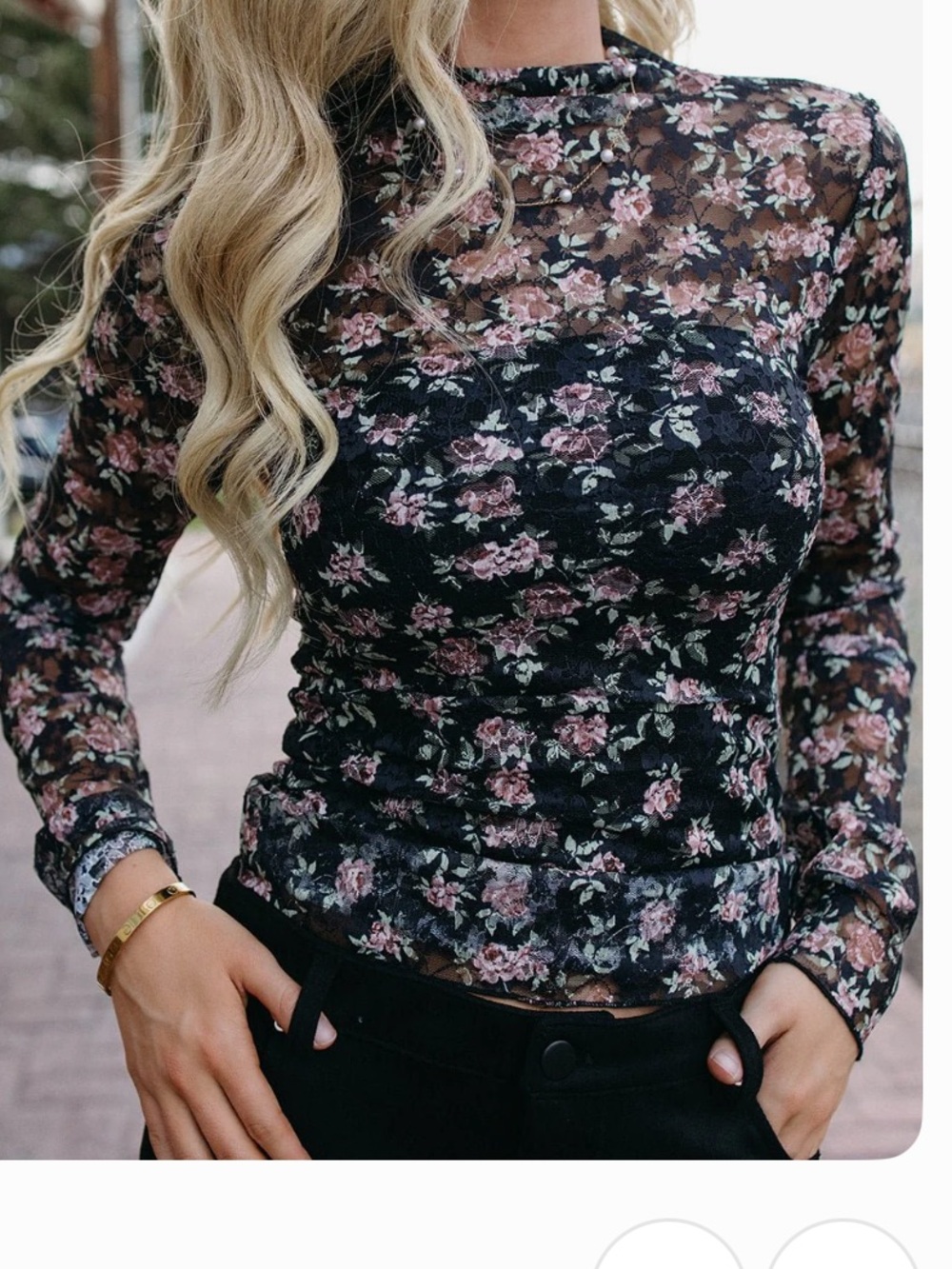 Can’t mesh with me mesh floral long sleeve top size medium